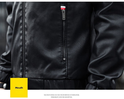 2025 Trending Men's Leather Jacket, Hooded Slim Fit Korean Style Biker Casual Coat