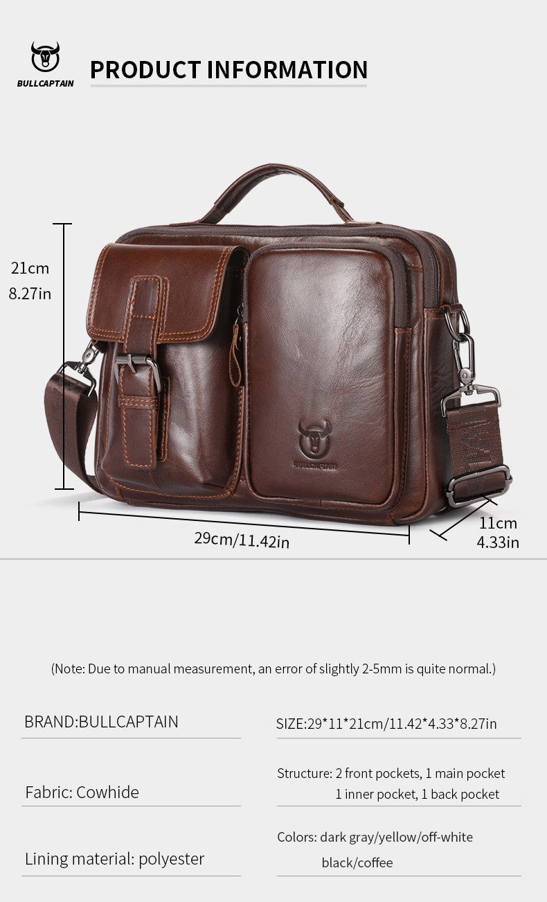 BULLCAPTAIN New Genuine Leather Men Crossbody Bag Male Briefcase Messenger Bag Casual Business Briefcase Style Men Shoulder Bag