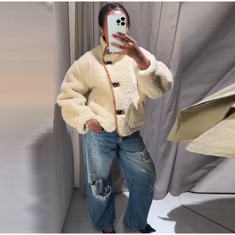 ? Fashion Double Sided Solid Jacket Women Lapel Collar Single Breasted Long Sleeve Coats 2025 Autumn New Lady Utility Outerwear