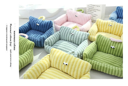 Sofá para Cães e Gatos Cartoon Sle Pet Bed Couch, Série Olhos Grandes, Travesseiro de Uso Diário Outono Inverno, Design de Sofá, Ninho para Pets, Nova Chegada