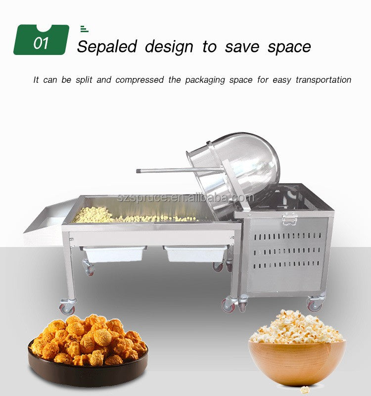 Commercial Fully Automatic Popcorn Maker Popcorn Making Machine Gas Heating Manual Electric Stirring Industrial Pop Corn Machine