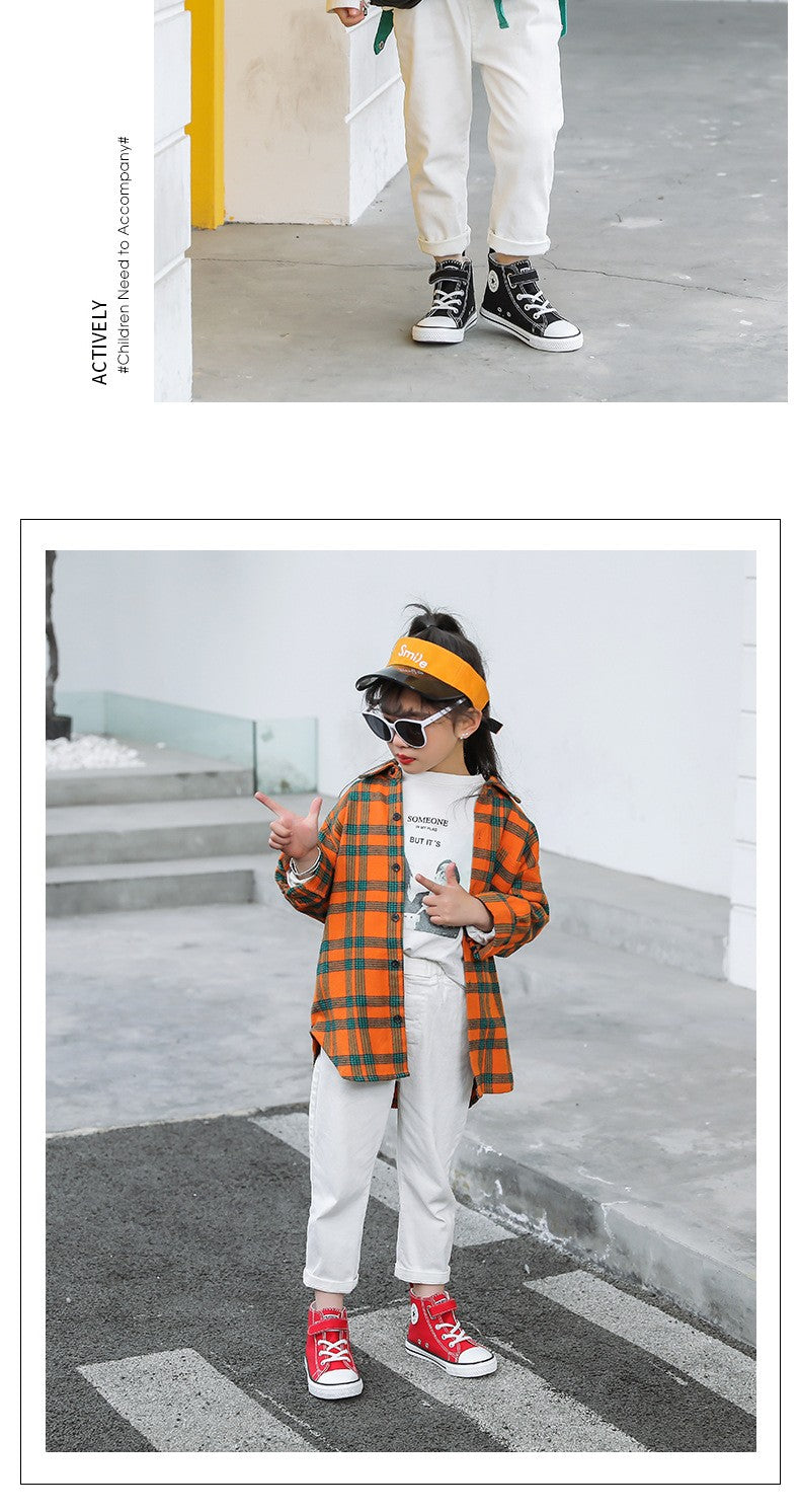 Children Canvas Shoes High-Top Boys and Girls Shoes White Board Shoes Small White Shoes New Kindergarten Baby Cloth Shoes