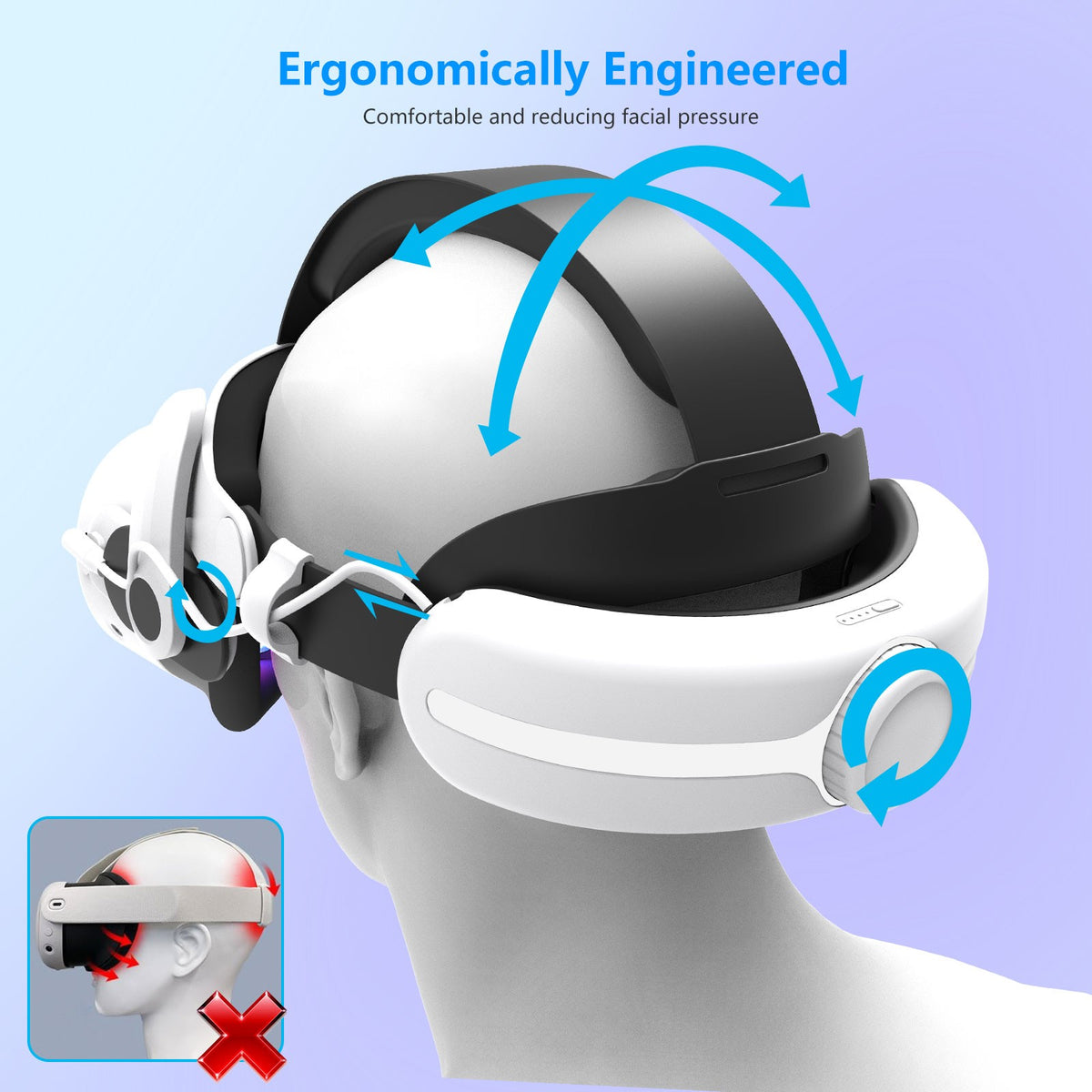 For Quest3S VR Headset 12000mAh Adjustable Charging Head Strap Elite Comfortable Accessory for Meta Quest3 Gaming Experience