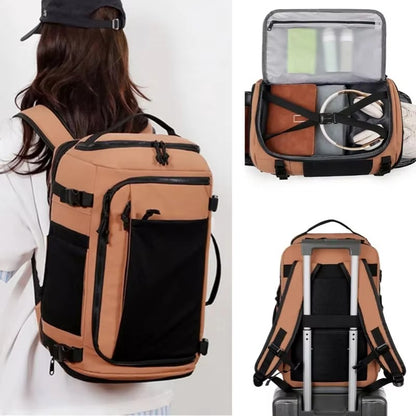 Mochila Unissex Estilo Executivo Moderno Grande Espaço Multifuncional Adequada para Malas de Rodinha Viagens Curtas Bolsa de Ombro Expansível