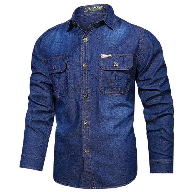 Men's Spring Denim Thin Shirt Soft Cotton Slim Fit Jeans Cowboy Streetwear Male Autumn Long Sleeve Shirts Plus Size 5XL