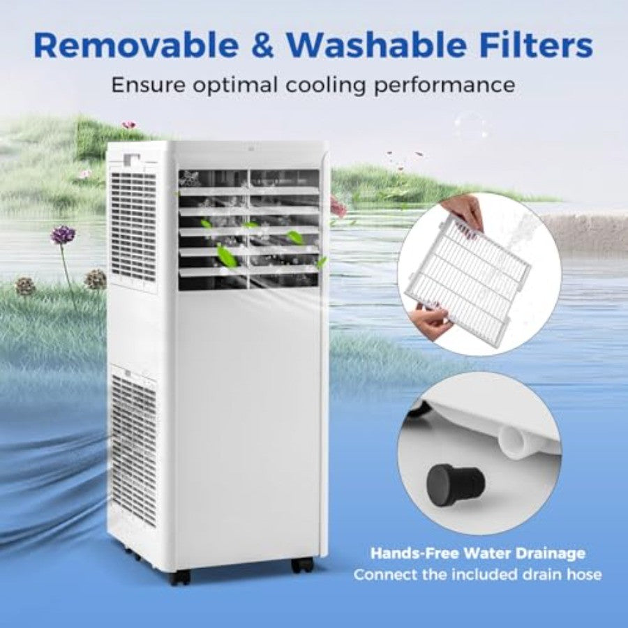 Ar Condicionado Portátil 8000 BTUs para Casa e Escritório com Ventilador Refrigeração Desumidificador Modo Dormir Refrigera até 23 m²