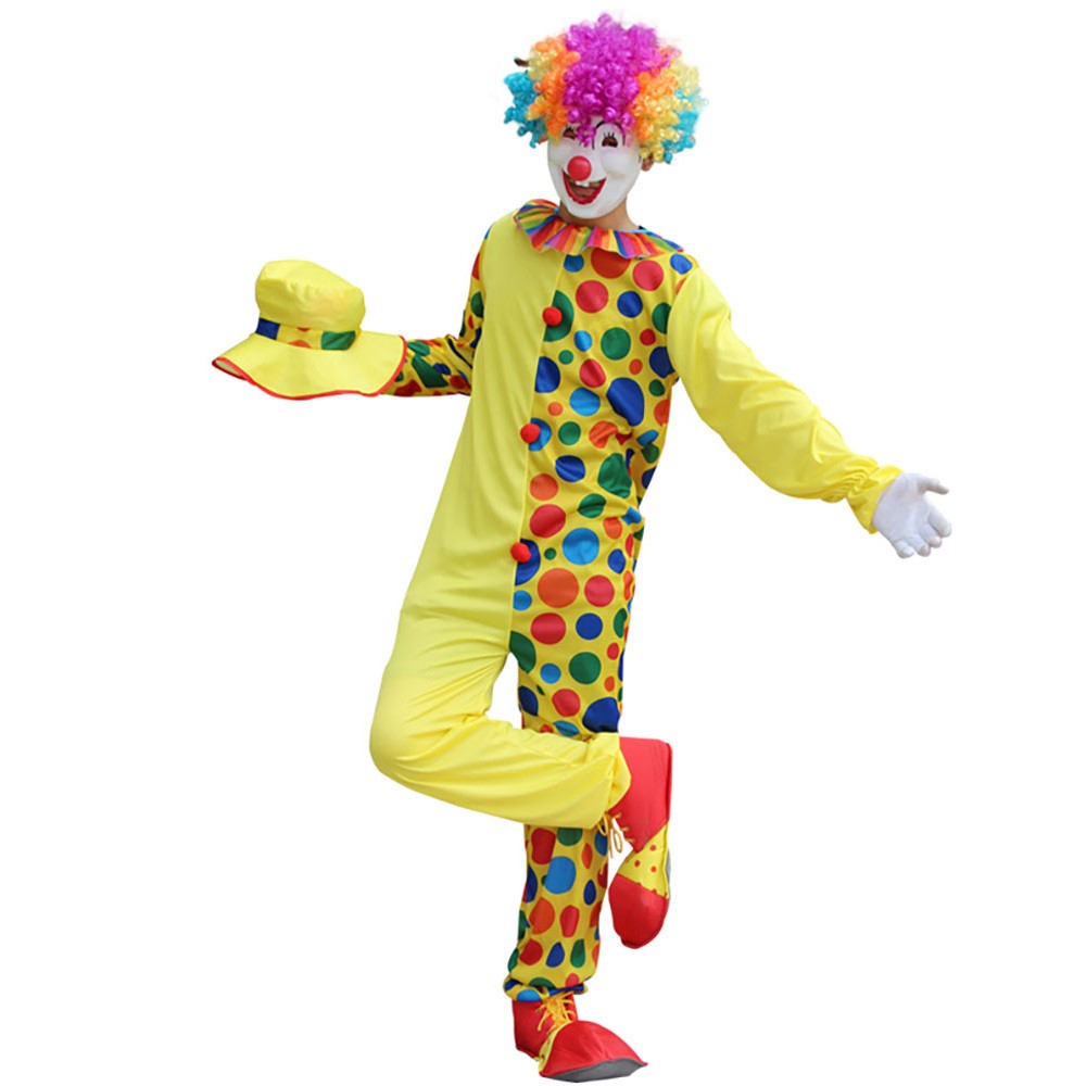 Adults Funny Clown  Costumes ,Joker Cosplay Suits for Men,Magician Performance Fancy Outfits?just Clothes,no Prop Wig/Mask/Shoes