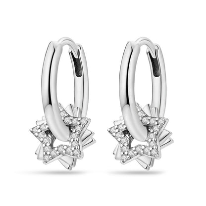 Original Silver Zircon U-Shape Heart Earrings 925 Sterling Silver Hoop Earrings  Jewelry Gift For Women Girls Party Engagement