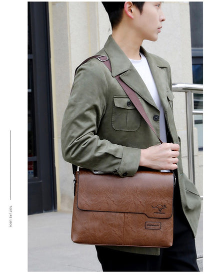 Business Shoulder Bag For IPAD PU Leather Business Handbag Men Messenger Bag Large Side Sling Bag Fashion Man Crossbody Bag