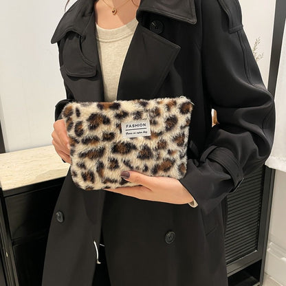 INS Style Canvas Sanitary Mat Bag Leopard Change Purse Coins Keys Wallet Zipper Design Credit Card Holder Cosmetics Napkin