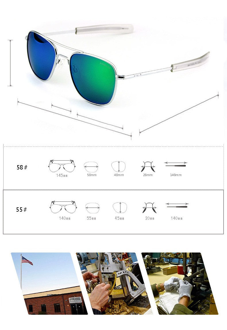 RE Sunglasses Man USA Army Military Aviation Pilot Sunglasses Woman Glass Lens Luxury Brand Retro Titanium Frame High Quality