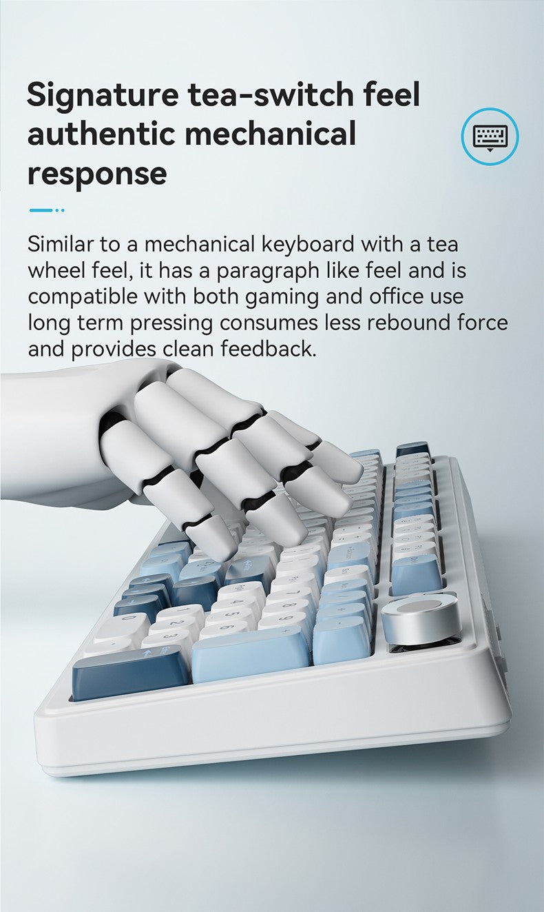 AJAZZ AF98 Wired/Wireless Keyboard Mechanical Feel Office Long Battery Life Three-Mode RGB Mixed Light ABS Keycaps Ergonomics