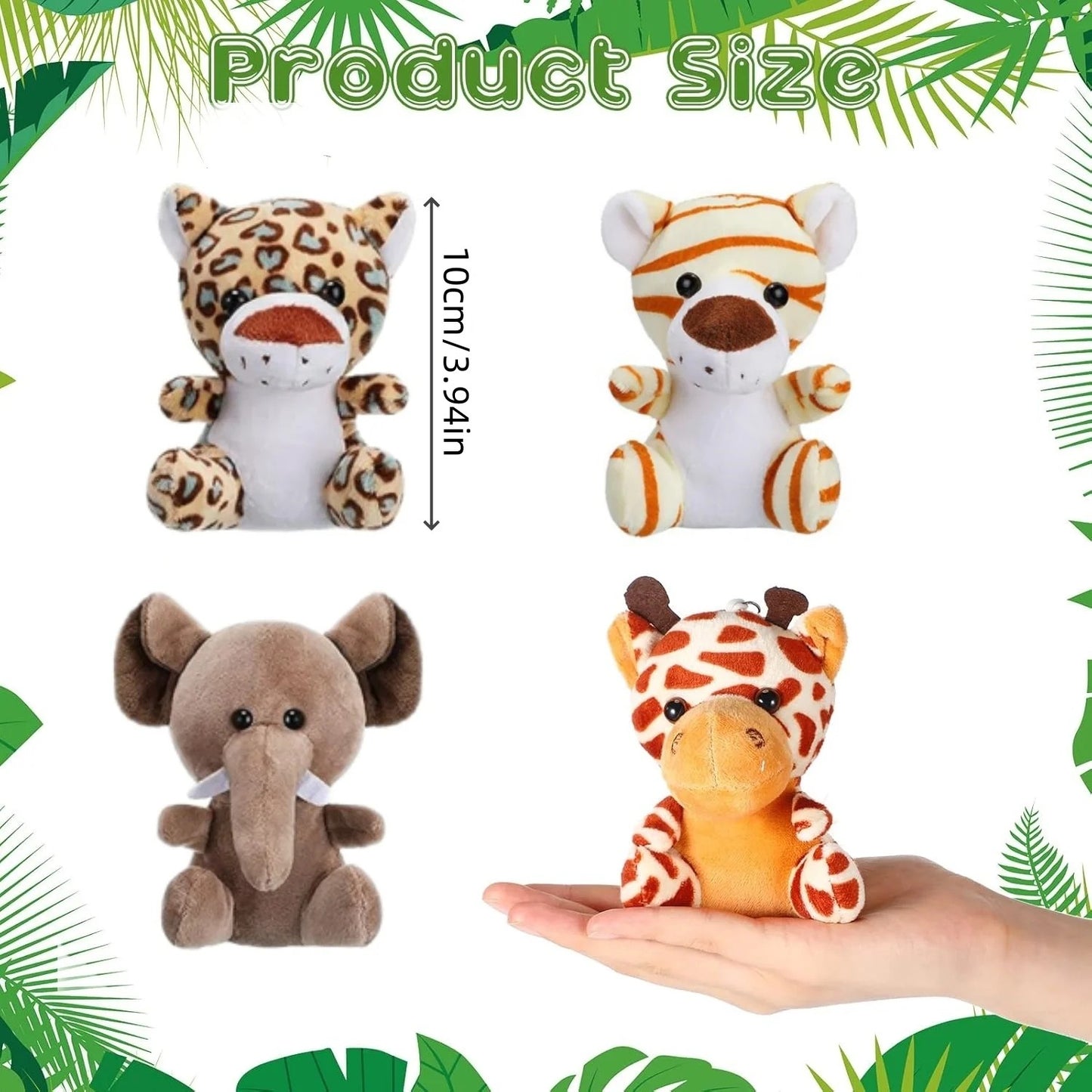 10-50 PCS Small Safari Stuffed Animals Bulk 12cm Jungle Animal Mini Plush Toys for Party Favors Birthday Baby Shower Gift Bags