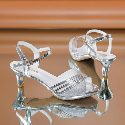 shoes woman trend Summer New Style British Style Fish Mouth Buckle Fashion Open-toe Sandals Women Fashion Comfortable High Heels