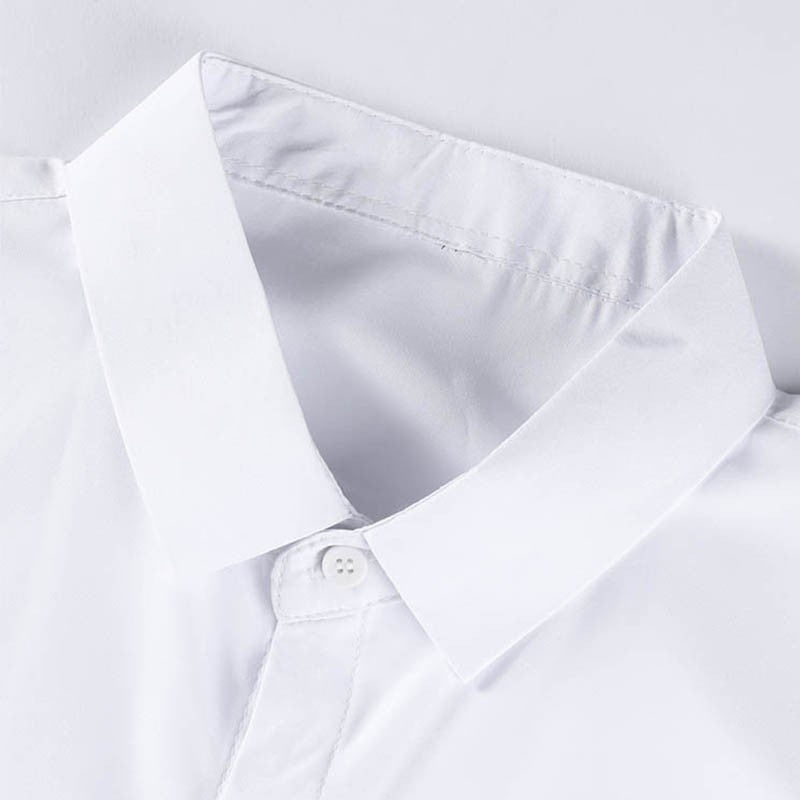 New Men's Business Casual Solid Color Short Sleeved Shirt for Summer Fashion No Ironing Comfortable and Versatile Top