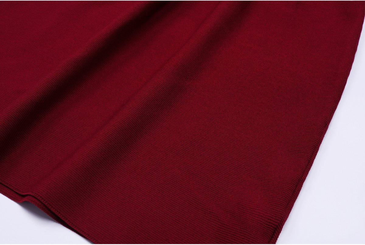 High Quality Spring And Autumn New Fashion Knitted Heavy Industry Pearl Slim Fit And Slimming Round Neck Long Sleeved Dress