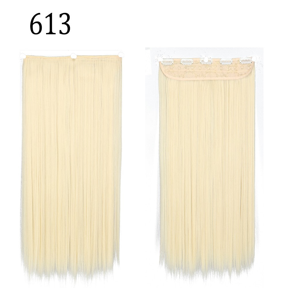 Apliques de Cabelo Sintético Liso Comprido de 5 Clipes 22'' Fibra de Alta Resistência ao Calor Preto Castanho Loiro