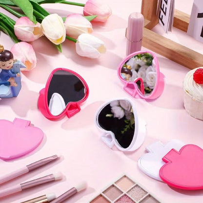 Valentine Mirror Bulk Gifts Heart Shaped Mini Pocket Small Folding Makeup Portable Travel Heart Purse Hand Mirror for Gifts