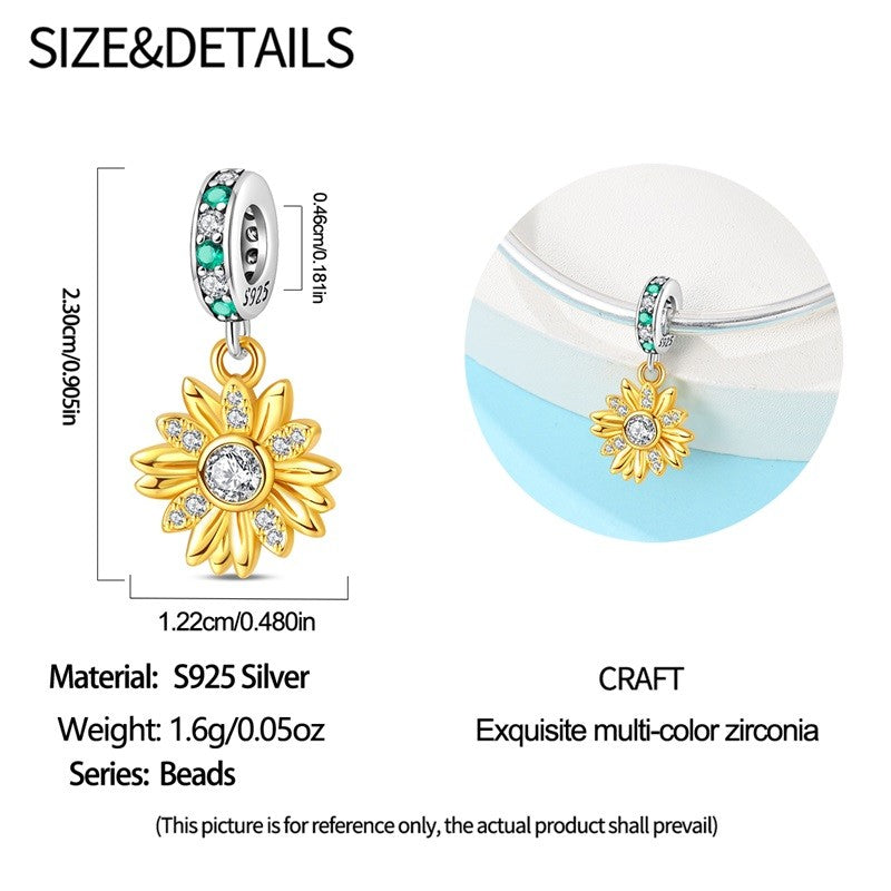Pingente Charm Libélula Tema Primavera Prata Esterlina 925 Borboleta Flor Pendente Compatível com Bracelete Colar Joias DIY