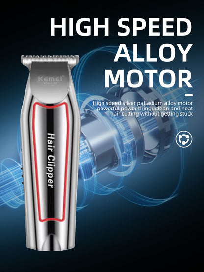 Kemei Professional Alloy Hair Trimmer Electric Beard Trimmer Rechargeable Hair Clipper Haircut Machine for Men KM-032