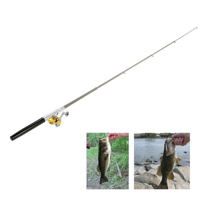 Vara de Pesca Telescópica Mini Portátil em Formato de Caneta EUA com Carretel + Carretel Liga de Alumínio Linha de Pesca Iscas Macias