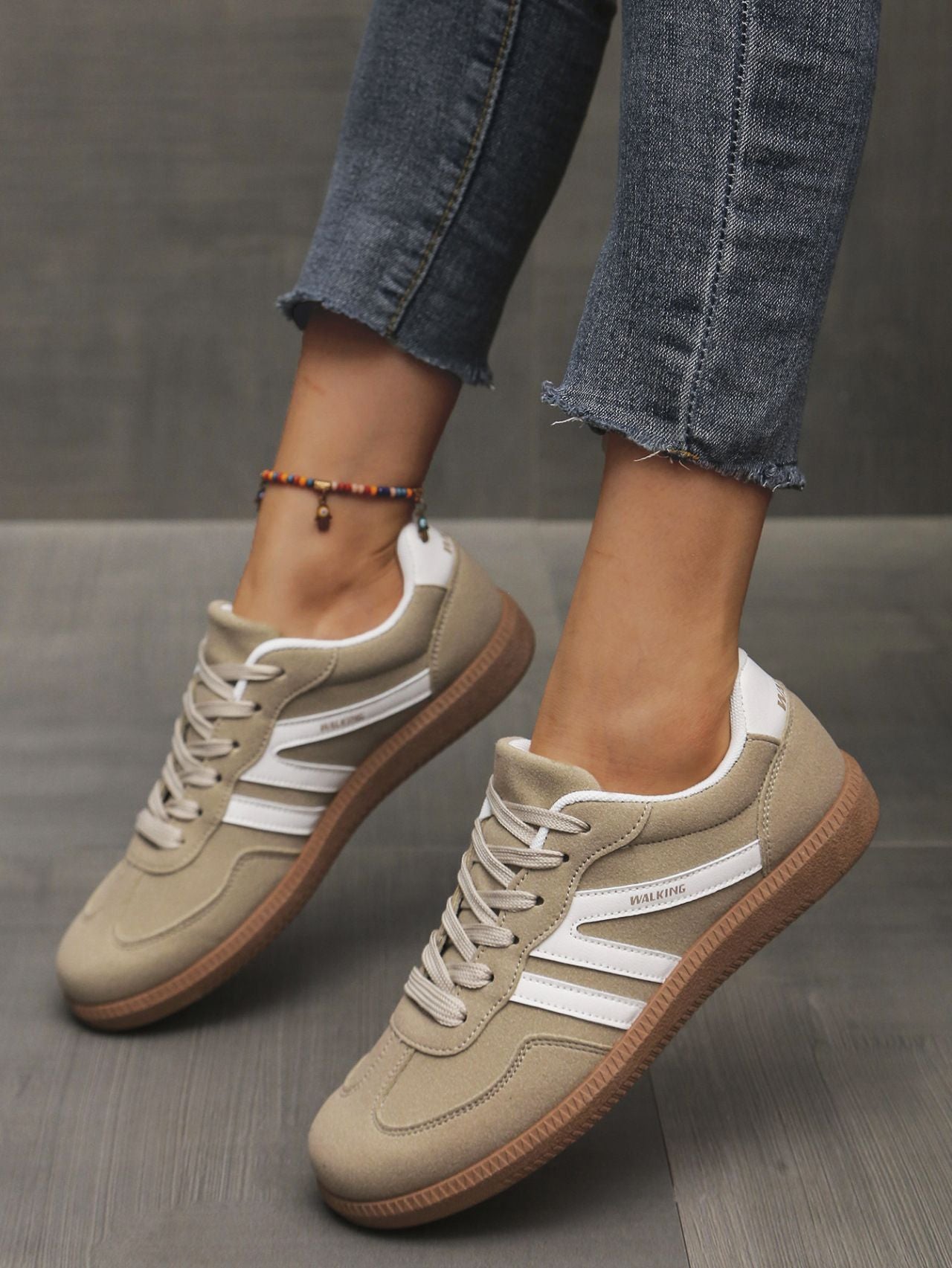 Mix Color Women's Autumn Sneakers Fashion Splicing Flat Heel Vulcanized Shoes Female Lace-Up Non-Slip Pu Leather Casual Shoes