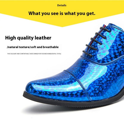 New pointed high-heeled shoes for men to increase business dress office men's shoes groom wedding wedding shoes