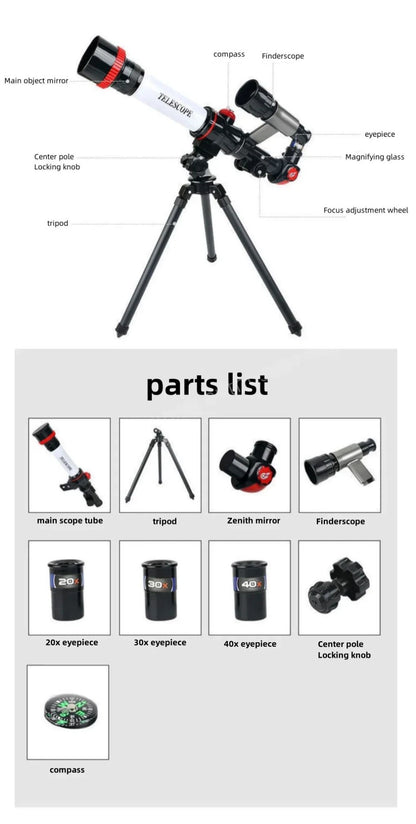 Potente Telescópio Astronômico Monocular Profissional de Alta Definição com Função de Observação Planetária de Alta Definição