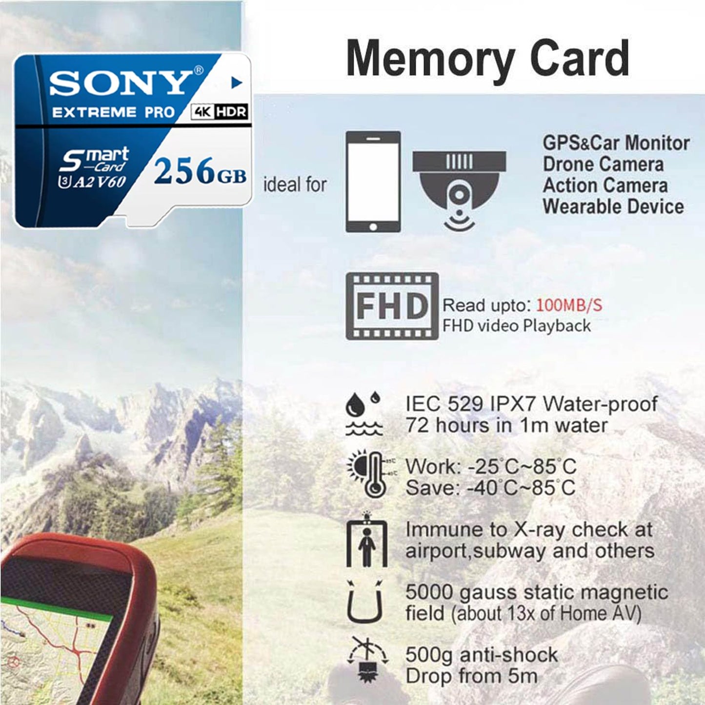 Cartão de Memória Sony SD de Alta Velocidade Micro SD Card 1024GB 512GB 256GB 128GB 64GB A2 V60 U3 Cartão de Memória TF para Celular Câmera PC