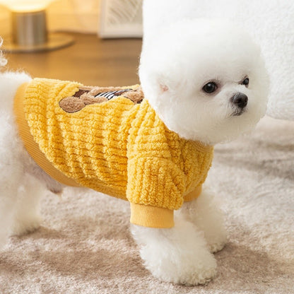 Moletom de Luxo com Capuz para Cães, Roupas Quentes de Inverno para Cães, Moletom Fofo e Macio para Filhotes, Estampa de Urso, Moletons para Gatos, Suéteres para Animais de Estimação, Roupas para Bichon
