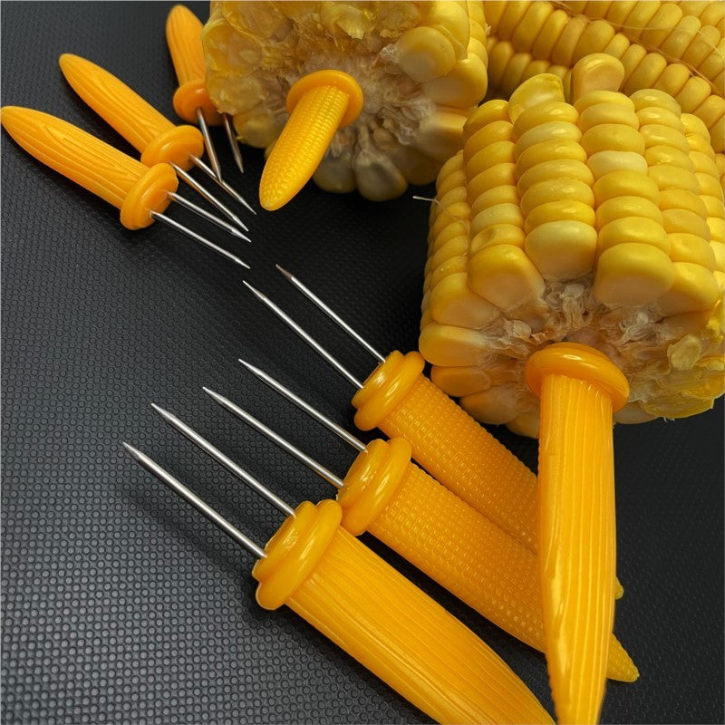 Stainless Steel Corn Fork 12/8Pcs With Box Anti Scalding Barbecue Corn Holders Camping Fruit BBQ Picnic Cooking Tools Outdoor
