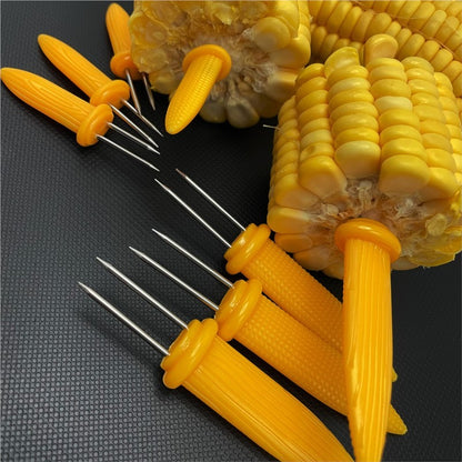 Stainless Steel Corn Fork 12/8Pcs With Box Anti Scalding Barbecue Corn Holders Camping Fruit BBQ Picnic Cooking Tools Outdoor