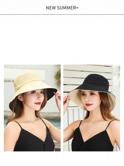 Chapéu de Pescador Feminino, Proteção Facial para o Verão, Protetor Solar, Chapéu de Sol de Aba Larga, Dupla Face e Versátil de Celebridades da Internet