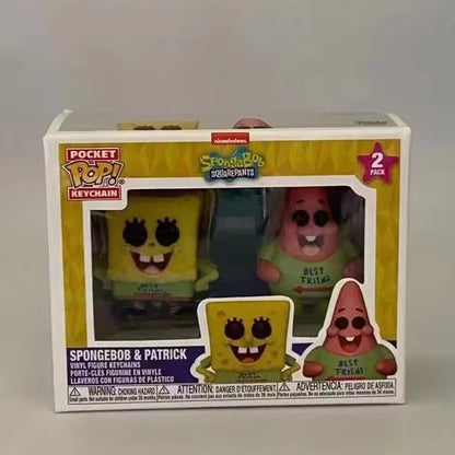 Chaveiro Funko POP Anime em Promoção: Bob Esponja Calça Quadrada Patrick Coleção Arco-Íris Pingente Boneco de Ação com Caixa