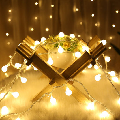 USB/Battery Powered LED Ball Wreath String Light Fairy Outdoor Light Birthday Wedding Home Festival Party Camping Light Decorati