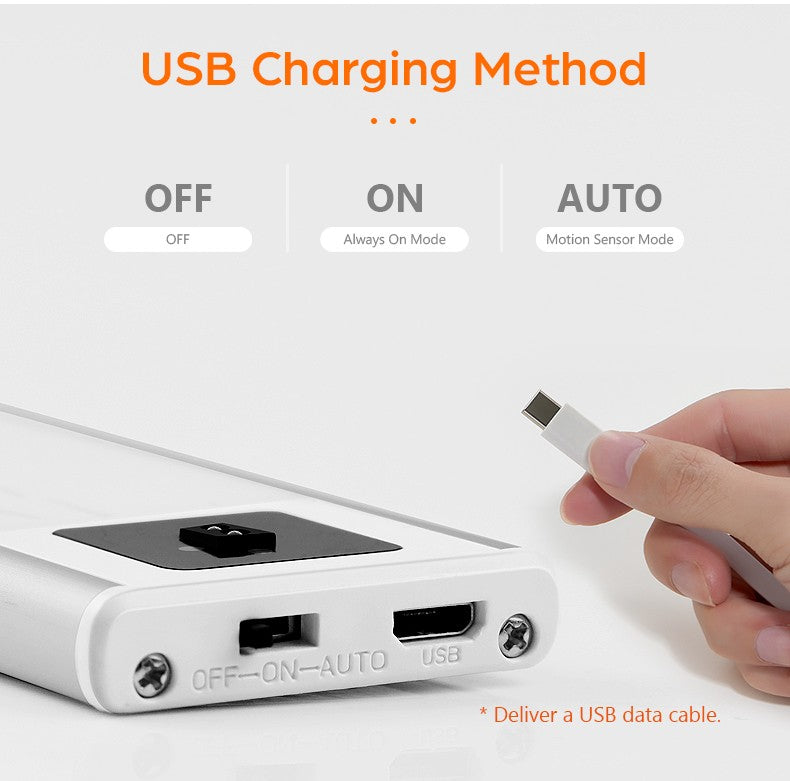 Ultra-thin USB LED Cabinet Light Hand Sweep / PIR Motion Sensor LED Rechargeable Aluminum kitchen Lamp Portable Night Lighting