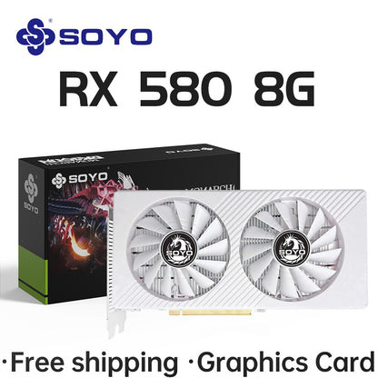 Graphics Card SOYO New AMD Radeon RX580 8G GDDR5 Memory 256Bit PCIE3.0x16 Gaming GPU Cards for Desktop Computers RX580
