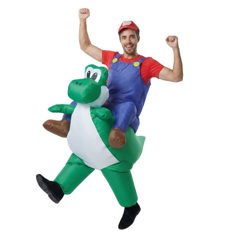 Adult Kids Plumber Costume Dinosaur Inflatable Suit Halloween Cosplay Party Performance Outfit Holiday Dance Parties & Carnival
