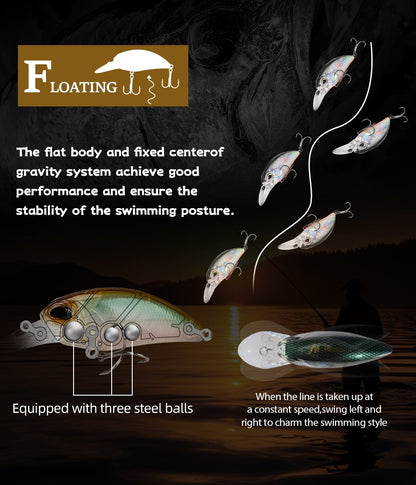MEREDITH 6.5cm 14g JERK CRANK Wobblers Crank Fishing Lure Artificial Minnow Jerkbait Floating Hrad Lure For Trout Fishing Bait