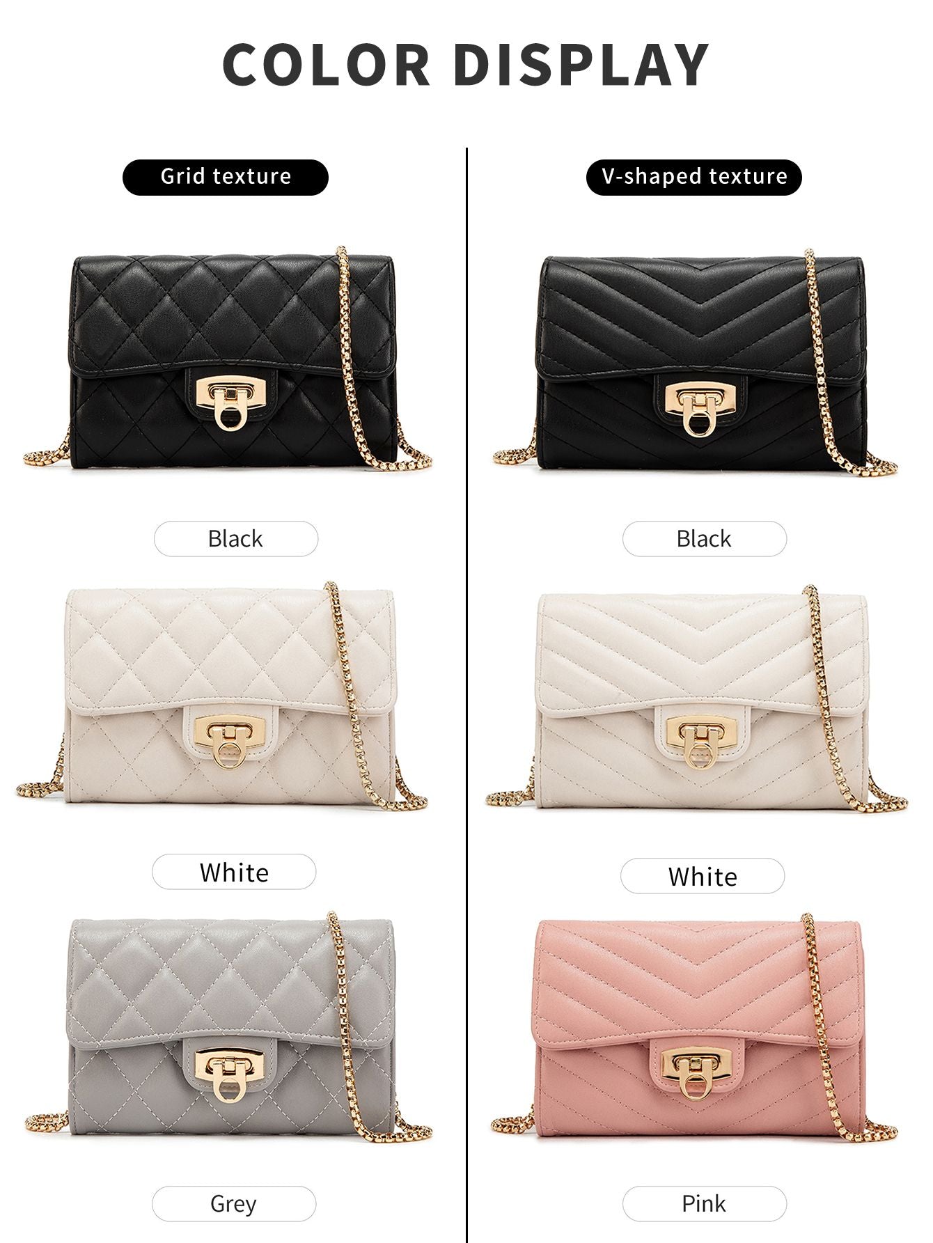 Stylish women's quilted handbag/wallet highquality PU leather crossbody bag casual portable versatile women's clutch