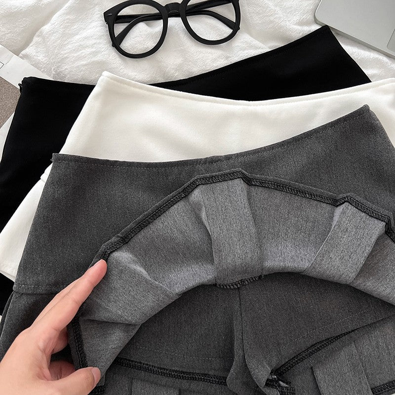 Low Waist Mini Skirt Y2K Black Low Rise Pleated Skort with Bulit-in Shorts Micro Miniskirt Women Teenage Girls Sweet Outfit