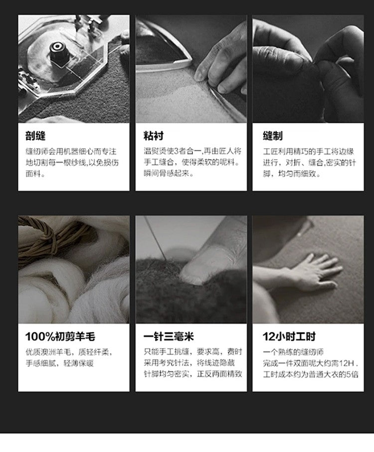 Autumn and Winter Mid-Length Western-Style Business Reversible Woolen Coat Men's 100% Wool Handmade Coat Cashmere Overcoat Coat