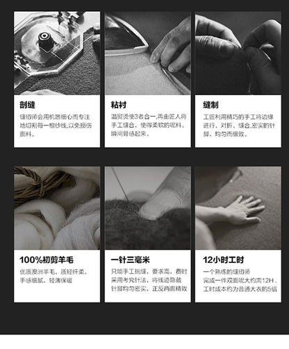 Autumn and Winter Mid-Length Western-Style Business Reversible Woolen Coat Men's 100% Wool Handmade Coat Cashmere Overcoat Coat