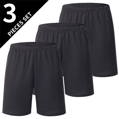 1/3Pcs Men's Plus-size Mesh Black Quick-drying Shorts Running Fitness Basketball Football 5 Pants Teenagers Elastic Waist Slacks
