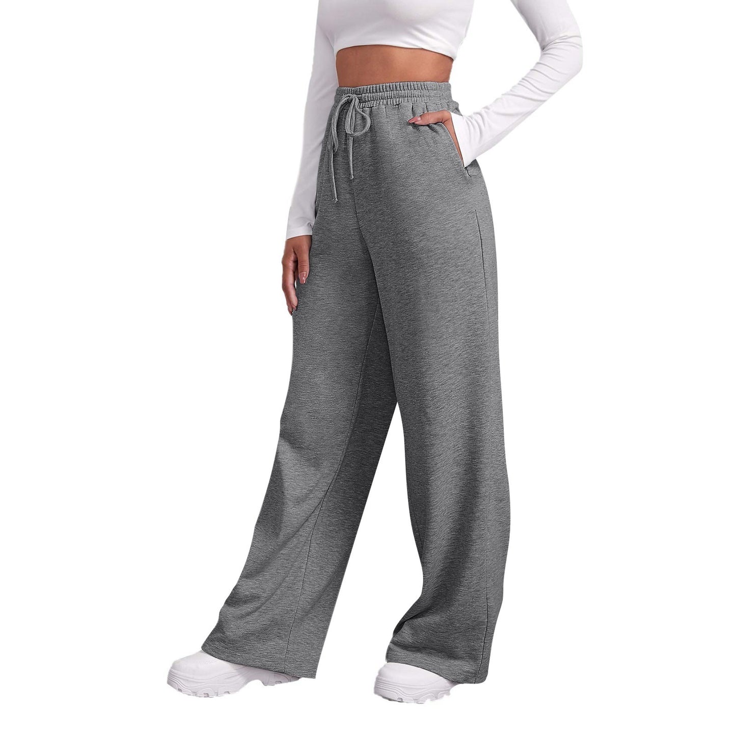 Wide Leg Pants For Women’s Fleece Lined Sweatpants Straight Pants Bottom All-Math Plain Fitness Joggers Pants Travel Basic