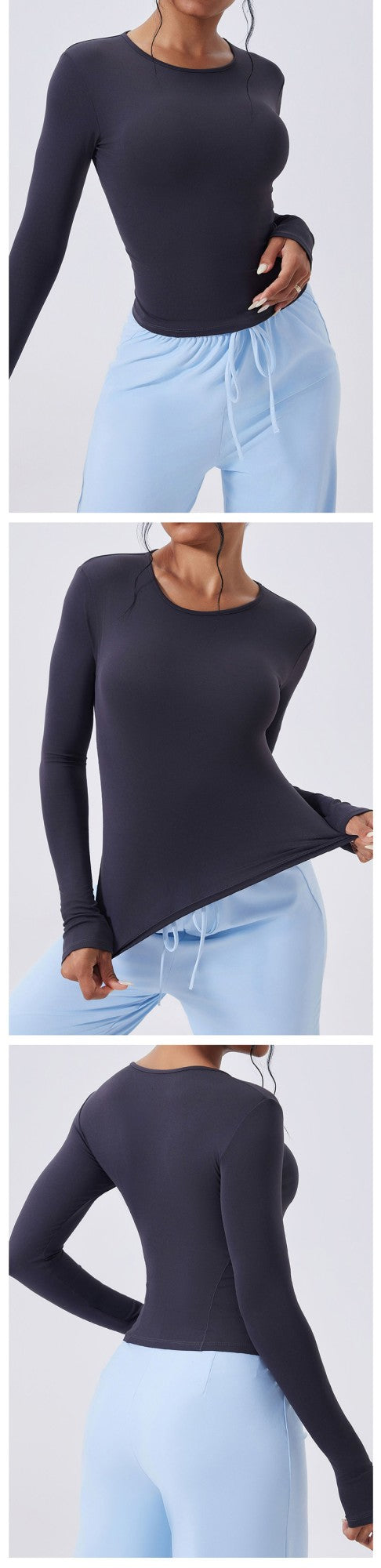 Women Long Sleeve Workout Top Gym Casual Outdoor Top Workout Dry Fit Breathable High Elastic Sports Top Sports Long Sleeved