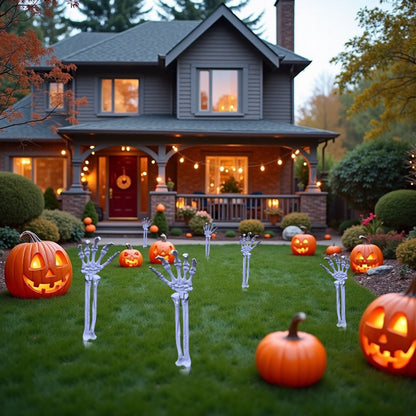 Decorações de Halloween para Casa Crânio Esqueleto Adereços de Terror para Exterior Caveira e Mãos Realistas para Jardim Brincadeiras Festas e Suprimentos