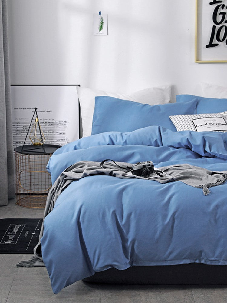 Capa de Edredom Nórdica Lixada Cor Sólida 220x240 Solteiro Casal Queen King Conjunto de Roupa de Cama Simples Fronha Roupa de Cama (Sem Lençol)