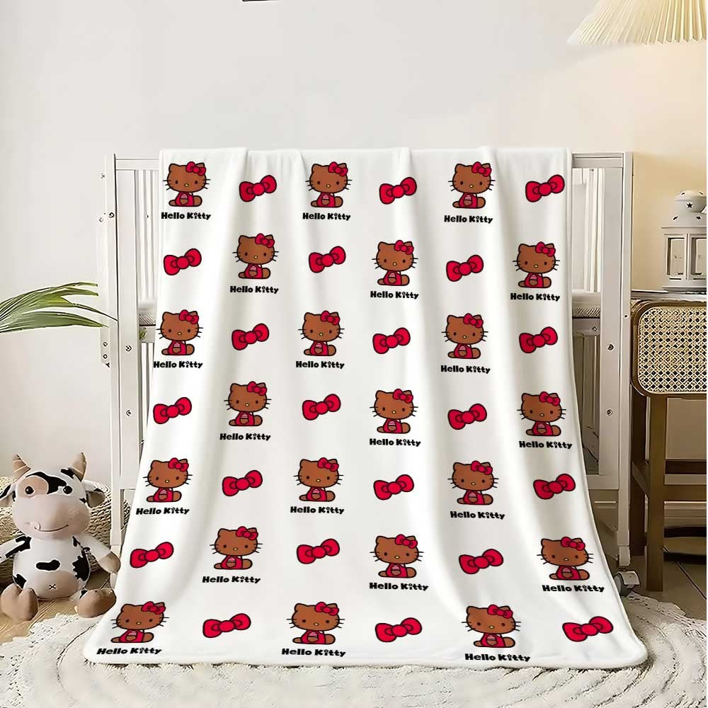 Manta Kawaii Hellos Cat para Joelhos, para Sala de Estar, Decorativa para Cama, Decoração de Quarto, Colcha para Casa, Manta para Sofá, Inverno
