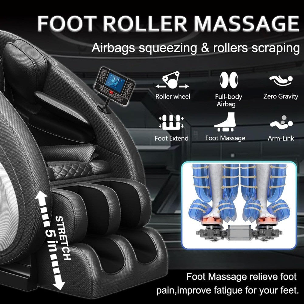 Massage Chair Full Body, Zero Gravity Massage Chair with 8 Fix Rollers, Foot Massage, Heating, Auto Modes, Full Body Airbag, Tou